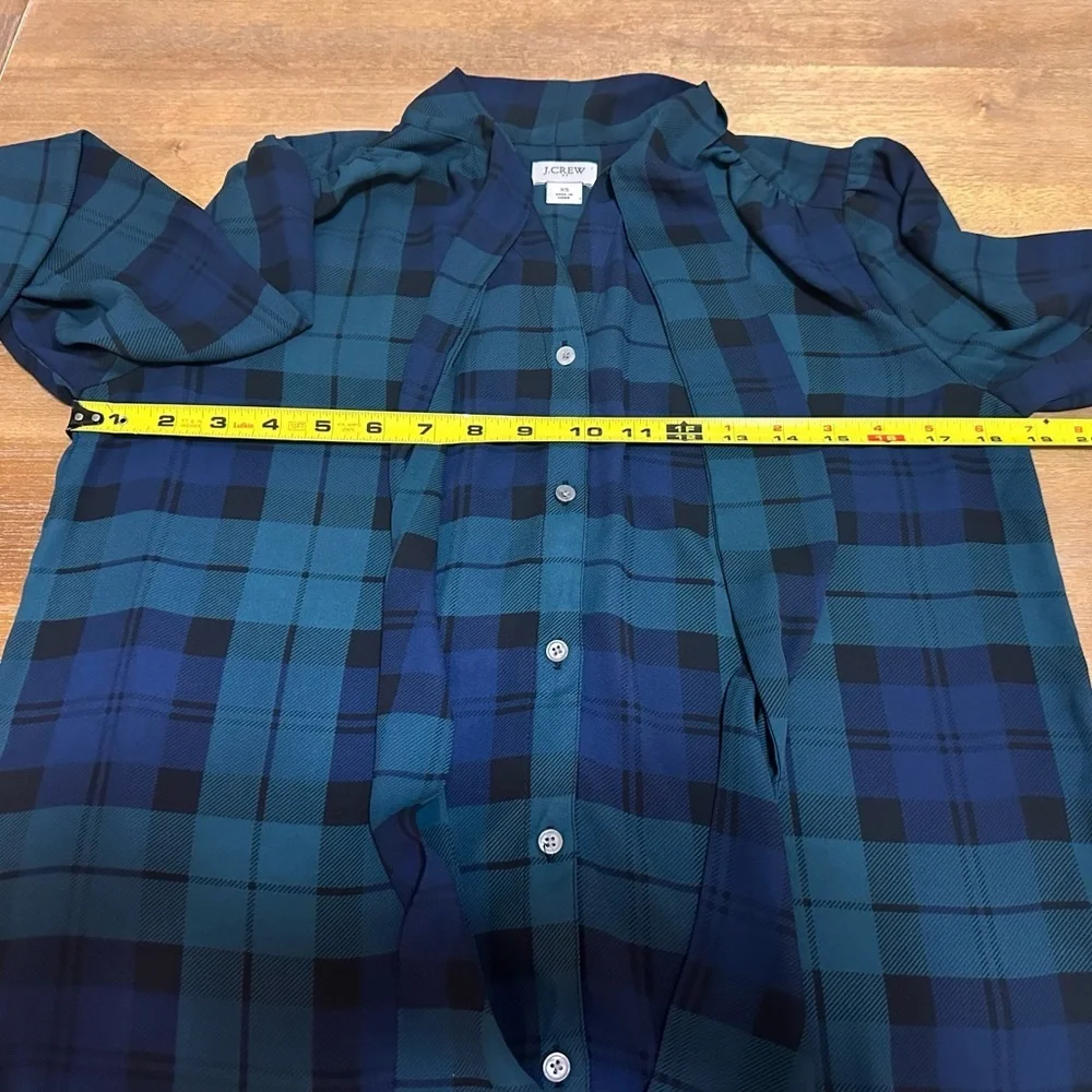 J Crew Women’s Tartan Blouse With Tie XS - Picture 6 of 8